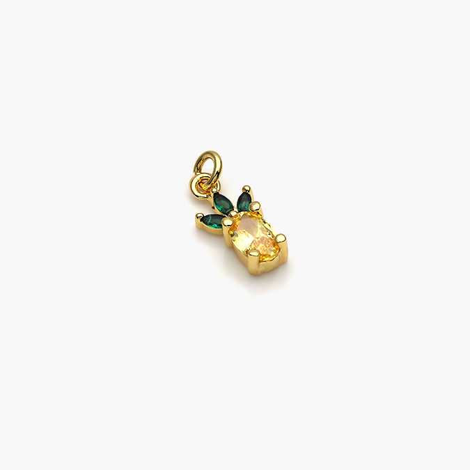 2 Dije Chapa de Oro Piña Zirconia Amarilla 22 - Imagen 1
