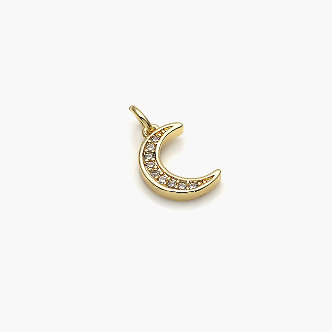 CF49-32 Dije Chapa de Oro Luna Zirconia 32 - Imagen 1