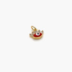 Dije Chapa de Oro Ojo Turco Esmalte Rojo Zirconia 44 - Imagen 6