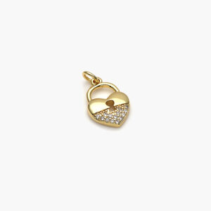 Dije Chapa de Oro Corazón Candado Zirconia 7