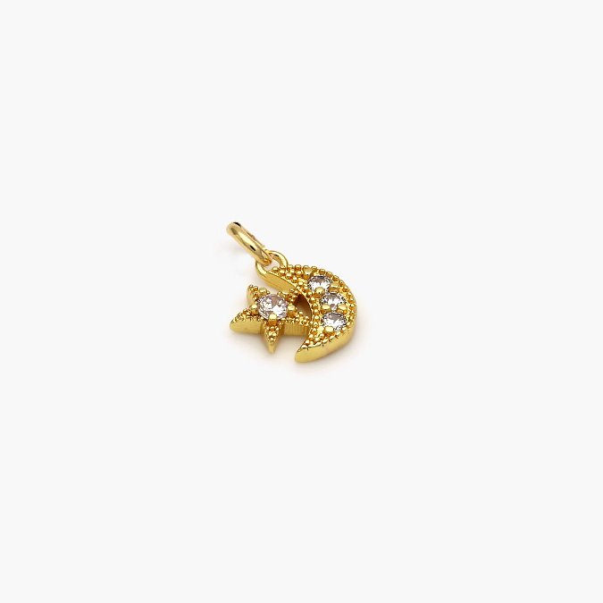 CF-59-29 Dije Chapa de Oro Luna & Estrella Zirconia 29 - Imagen 1