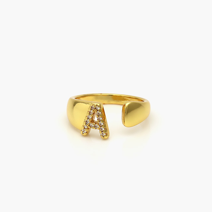 CBI-0002-A Anillo Chapa de Oro Iniciales Zirconias 0002 - Imagen 1