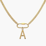 Collar Inicial Acero Inoxidable Broche 09 - A - 35cm.