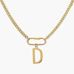 Collar Inicial Acero Inoxidable Broche 09 - D - 35cm.