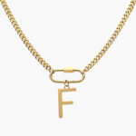 Collar Inicial Acero Inoxidable Broche 09 - F - 35cm.