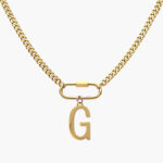 Collar Inicial Acero Inoxidable Broche 09 - G - 35cm.
