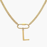 Collar Inicial Acero Inoxidable Broche 09 - L - 35cm.