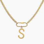 Collar Inicial Acero Inoxidable Broche 09 - S - 45cm.