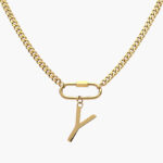 Collar Inicial Acero Inoxidable Broche 09 - Y - 45cm.