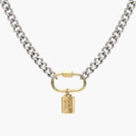 Collar Acero Inoxidable Iniciales Chapa de Oro Broche 08 - B