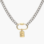 Collar Acero Inoxidable Iniciales Chapa de Oro Broche 08 - C