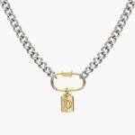 Collar Acero Inoxidable Iniciales Chapa de Oro Broche 08 - D