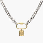 Collar Acero Inoxidable Iniciales Chapa de Oro Broche 08 - G