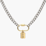 Collar Acero Inoxidable Iniciales Chapa de Oro Broche 08 - I
