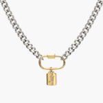 Collar Acero Inoxidable Iniciales Chapa de Oro Broche 08 - J