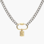 Collar Acero Inoxidable Iniciales Chapa de Oro Broche 08 - K