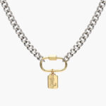 Collar Acero Inoxidable Iniciales Chapa de Oro Broche 08 - L