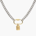 Collar Acero Inoxidable Iniciales Chapa de Oro Broche 08 - M