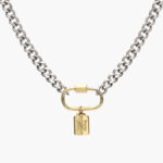 Collar Acero Inoxidable Iniciales Chapa de Oro Broche 08 - N