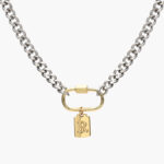 Collar Acero Inoxidable Iniciales Chapa de Oro Broche 08 - R