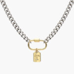 Collar Acero Inoxidable Iniciales Chapa de Oro Broche 08 - T