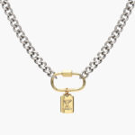 Collar Acero Inoxidable Iniciales Chapa de Oro Broche 08 - X