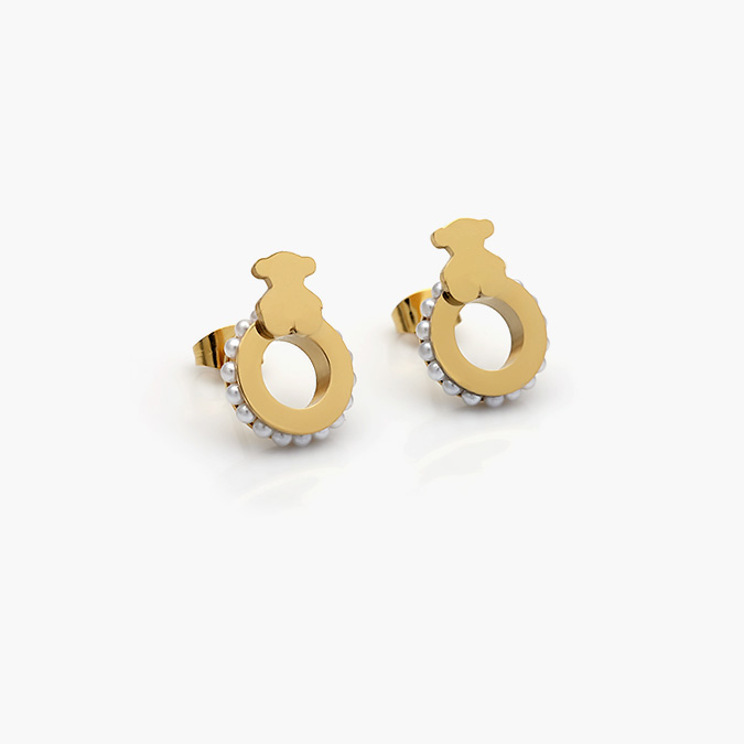 VA1-0032-O Aretes Acero Inoxidable Osito Perlas 0032 - Imagen 1