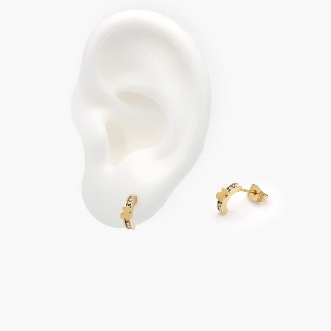 VA5-0018-O Aretes Acero Inoxidable Osito Zirconia 0018 - Imagen 1