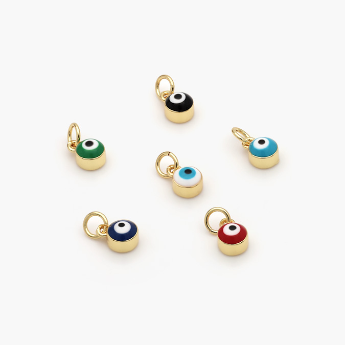 3 Dije Chapa de Oro Ojo Turco Esmalte 6mm. - Imagen 1