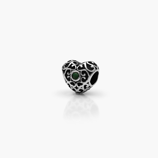 ACH-0237-2 Dije Acero Inoxidable Corazón Zirconia 0237 - Imagen 1
