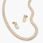 Set Chapa de Oro Zirconia Rectagular 6mm 0792 - Blanca