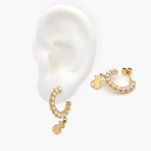 Aretes Acero Inoxidable Oso Perlas 0030
