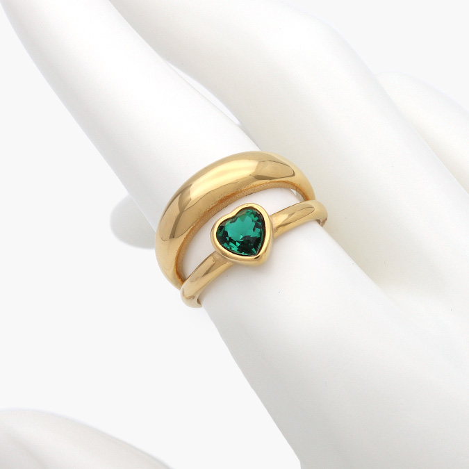 AB-0252 Anillo Acero Inoxidable Corazón Zirconia 0252 - Imagen 1
