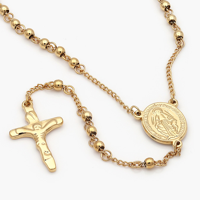 AR-0032 Rosario Acero Inoxidable Virgen María & Cristo 3.5 mm. 0032 - Imagen 1