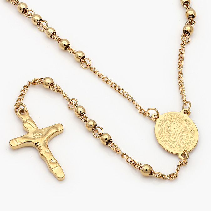 AR-0036 Rosario Acero Inoxidable San Benito & Cristo 3.5 mm. 0036 - Imagen 1