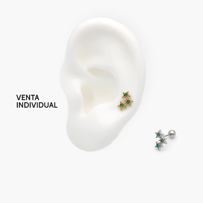 AAP-0100 Piercing Acero Inoxidable Estrellas Verdes 0100 - Imagen 1