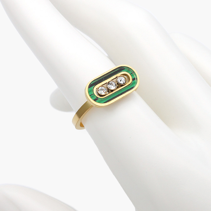 AB-0333-O Anillo Acero Inoxidable Esmalte Zirconia 0333 MEDIDA #9 - Imagen 1