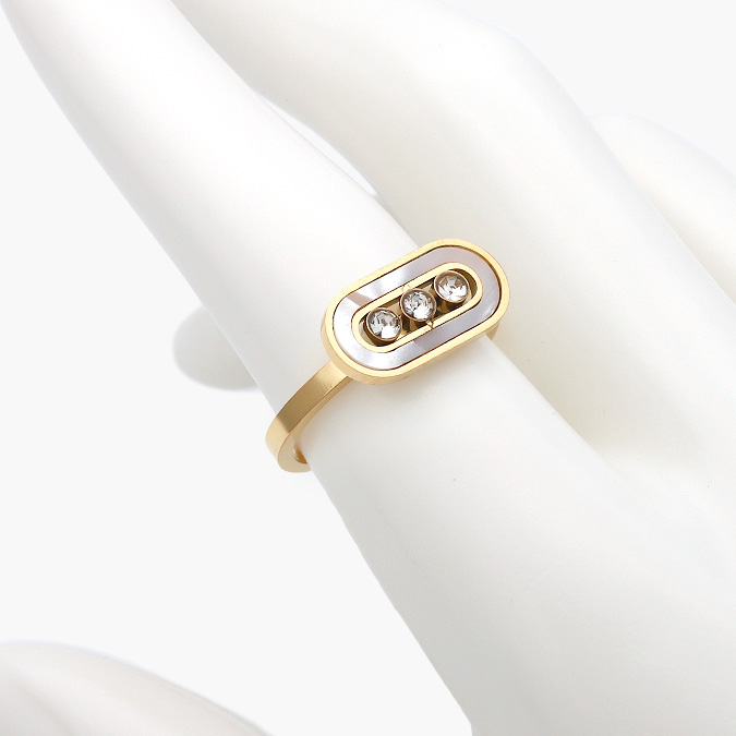 AB-0334-O Anillo Acero Inoxidable 0334 Madre Perla MEDIDA #9 - Imagen 1