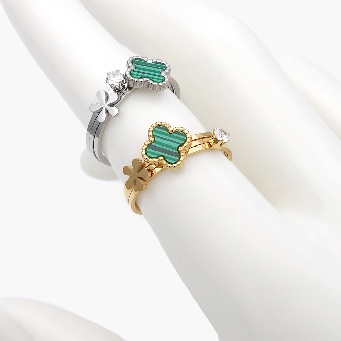 AB-0342-O Anillo Acero Inoxidable Flores Esmalte 0342 - Imagen 1