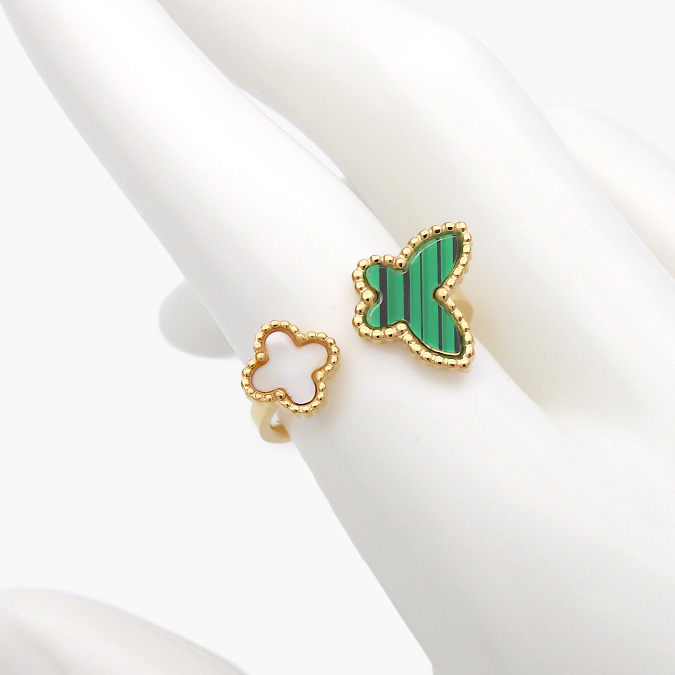 AB-0347-O Anillo Acero Inoxidable Flor Madre Perla Mariposa 0347 - Imagen 1