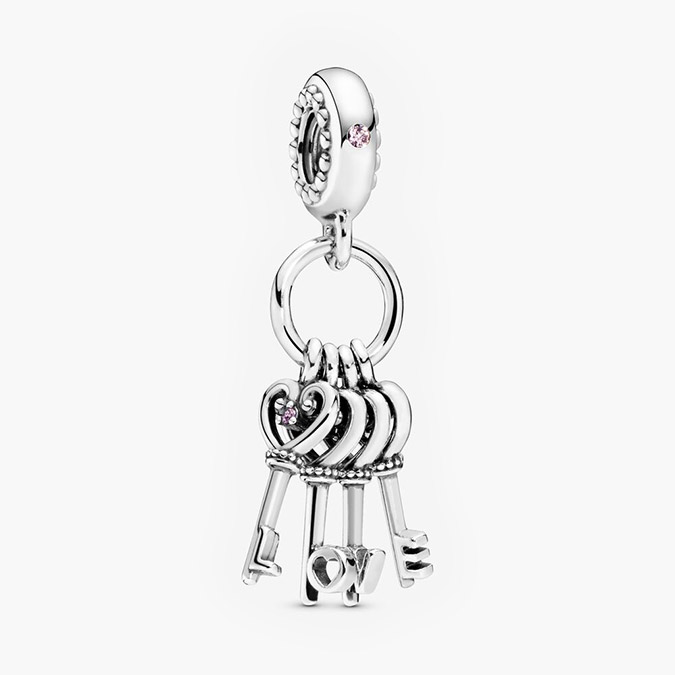 797654npmmx_rgb Colgante Plata .925 Rodizado Llaves LOVE Zirconias 0213 - Imagen 1