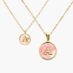 Inicial Acero Inoxidable Madre Perla Rosa 10mm. - A