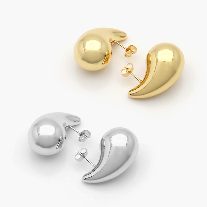 CA1-0388- Aretes Lágrima Chapa de Oro Gota 31 mm. 0617 - Imagen 1