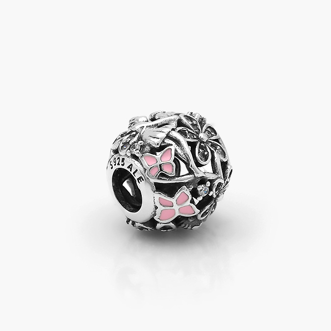 PCH0022P Charm Plata .925 Rodizado Mariposas & Flores 0022 - Imagen 1