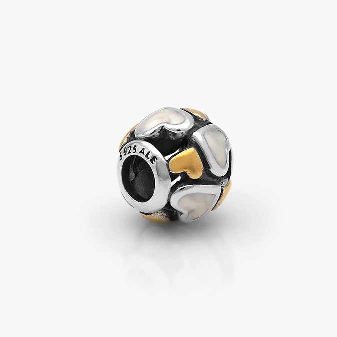 PCH0025P Charm Plata .925 Rodizado Corazones 0025 - Imagen 1