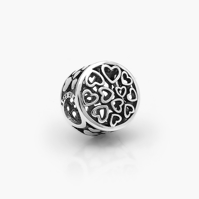 PCH0028P Charm Plata .925 Rodizado Corazones 0028 - Imagen 1