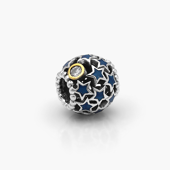 PCH0044P Charm Plata .925 Rodizado Estrellas Esmalte 0044 - Imagen 1