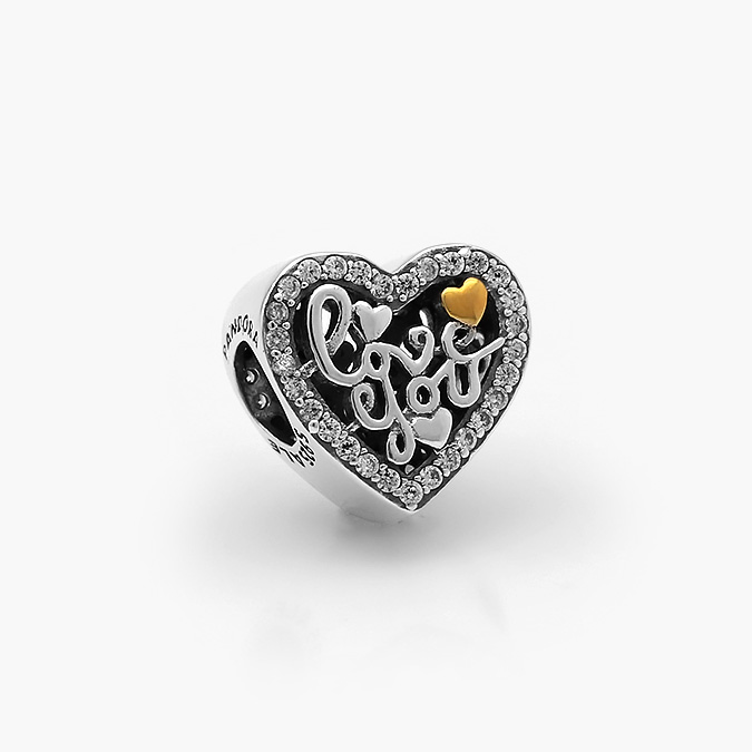 PCH0045P Charm Plata .925 Rodizado Corazón Love You 0045 - Imagen 1