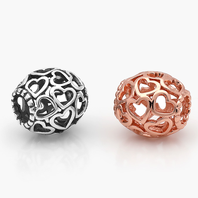 PCH0046 Charm Plata .925 Rodio & ALE MET Corazones 0046 - Imagen 1