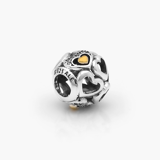 PCH0062P Charm Plata .925 Rodizado Corazones 0062 - Imagen 1